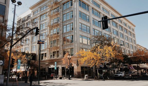 Downtown in Spokane, Washington during the fall.