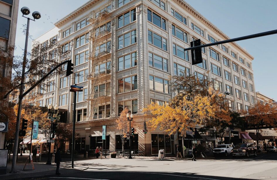 Downtown in Spokane, Washington during the fall.